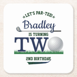 Golf PAR-TEE 2:a födelsedagen Underlägg Papper Kvadrat