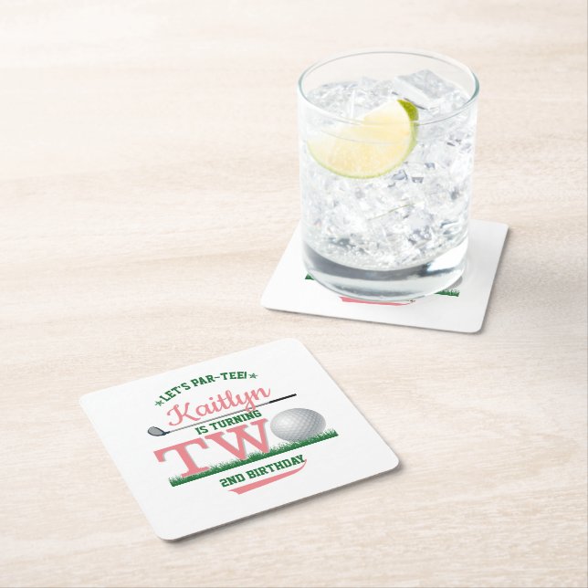 Golf PAR-TEE 2:a födelsedagen Underlägg Papper Kvadrat (Insitu)