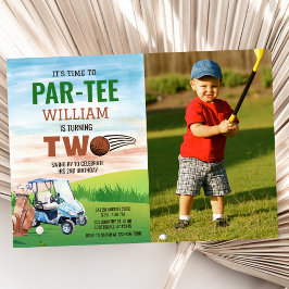 Golf PAR-TEE 2:a födelsedagsfoto Inbjudningar
