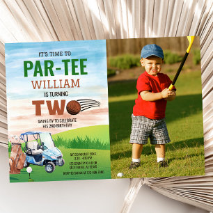 Golf PAR-TEE 2:a födelsedagsfoto Inbjudningar