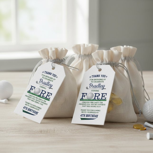 Golf PAR-TEE 4e födelsedagen Presentetikett (Skapare uppladdad)