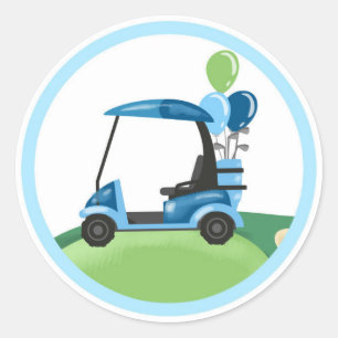Golf Par-Tee Cuptårta Topper Boy Birthday Favor C Runt Klistermärke