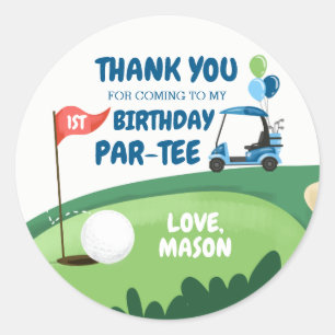 Golf Par-Tee Cuptårta Topper Boy Birthday Favor Cl Runt Klistermärke