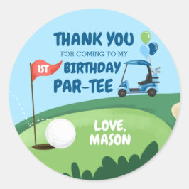 Golf Par-Tee Cuptårta Topper Boy Birthday Favor Cl Runt Klistermärke