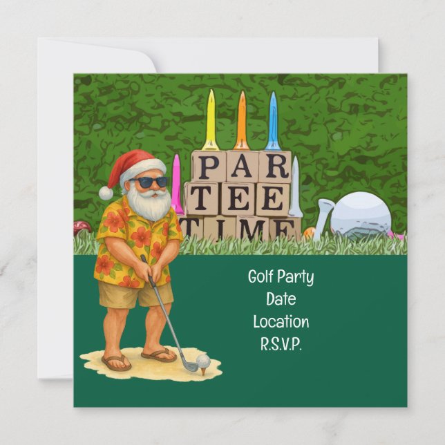 Golf Par tee-fest med tomte julklubb  Spara Datumet (Framsida)