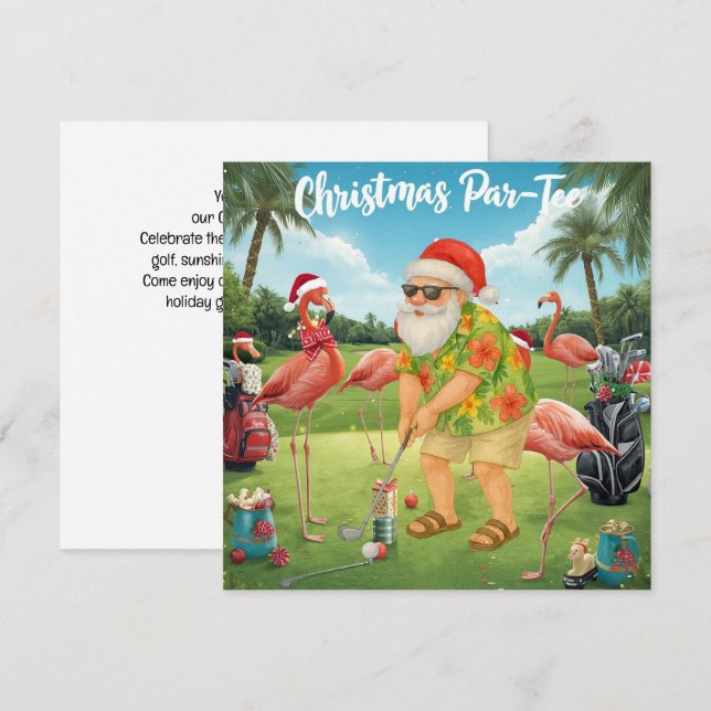 Golf Par tee-fest Santa Claus jul Flamingo  Spara Datumet (Fram/baksida)