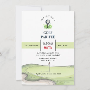 Golf PAR-TEE Födelsedagsfest Inbjudningar