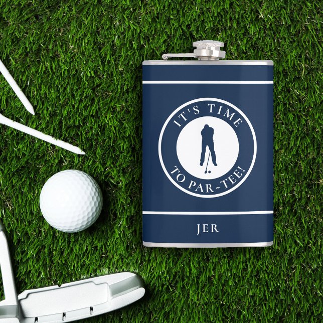 Golf Par-Tee Funny Golfer Monogram Black For Him Fickplunta (Golf Par-Tee Funny Golfer Monogram Black For Him Flask)