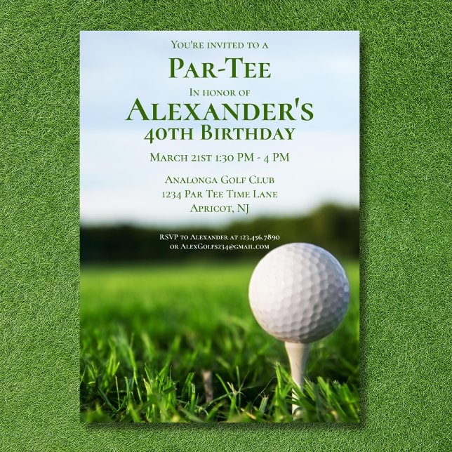 Golf Par Tee Golfer Birthday-inbjudan Inbjudningar (Skapare uppladdad)