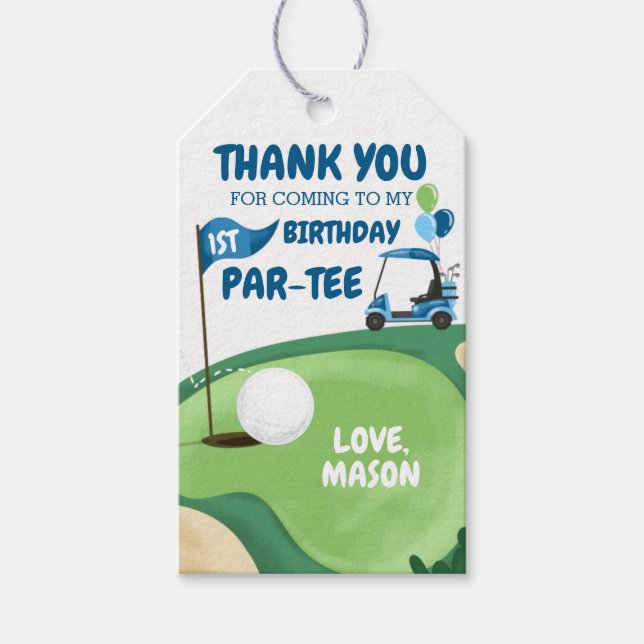 Golf Par-Tee Hål Golfing Boy Birthday Tack Presentetikett (Framsidan)
