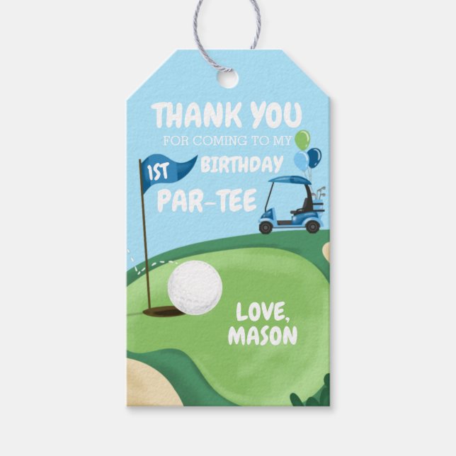 Golf Par-Tee Hål Golfing Boy Birthday Tack Presentetikett (Framsidan)