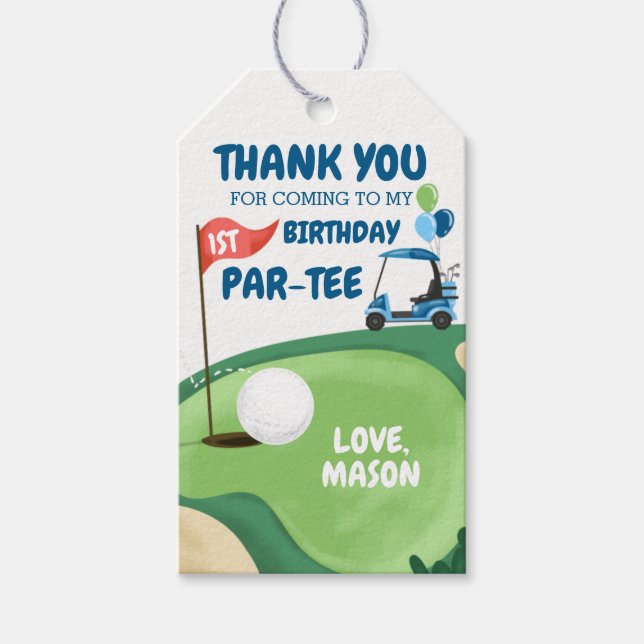 Golf Par-Tee Hål Golfing Boy Birthday Tack Presentetikett (Framsidan)