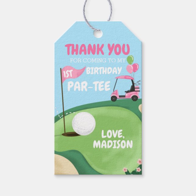 Golf Par-Tee Hål Golfing Girl Birthday Tack Presentetikett (Framsidan)