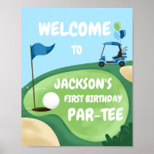 Golf Par-Tee Hål i One Boy Birthday Blue Välkommen
