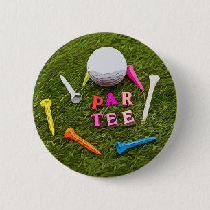 Golf Par Tee med garanti på grönt golfer party Knapp