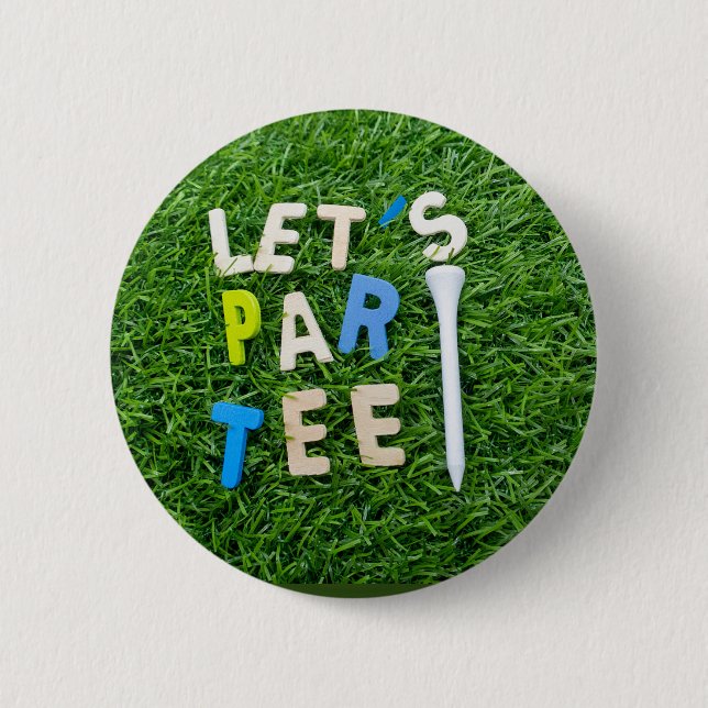 Golf Par Tee med garanti på grönt golfer party Knapp (Framsida)
