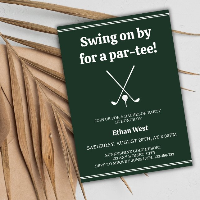 Golf Par-Tee Snyggt Bachelor Party Inbjudningar (Golf Par-Tee Stylish Bachelor Party Invitation)