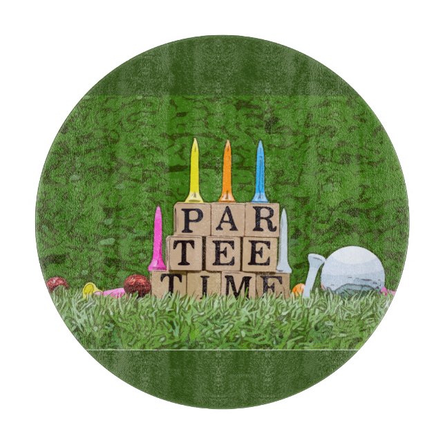 Golf Par Tee-tid med blått band på grönt  (Framsidan)