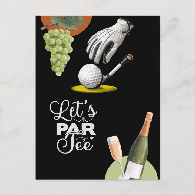 Golf parte golfer party spara datumet vykort (Framsida)