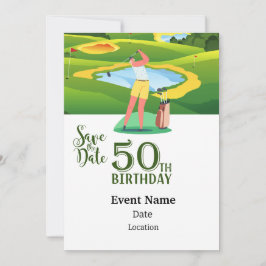 Golf Party 50:e födelsedag Spara Inbjudningar