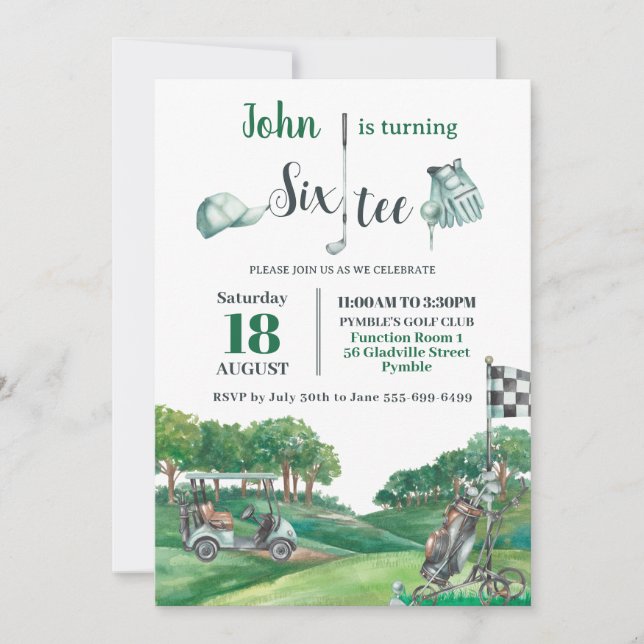 Golf Party 60:e födelsedag, 60:e Inbjudningar (Framsida)