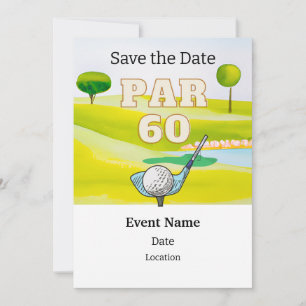 Golf Party 60:e födelsedag Spara datumet för golfe Inbjudningar