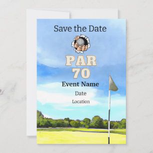 Golf Party 70:e födelsedag Spara datumet för golfe Inbjudningar