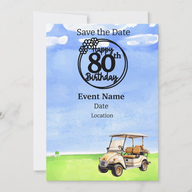 Golf Party 80:e födelsedag Spara datumet för golfe Inbjudningar (Framsida)