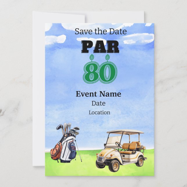 Golf Party 80:e födelsedag Spara datumet för golfe Inbjudningar (Framsida)