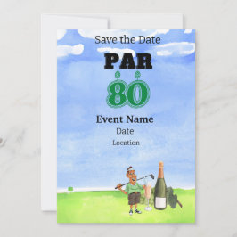 Golf Party 80:e födelsedag Spara datumet för golfe Inbjudningar