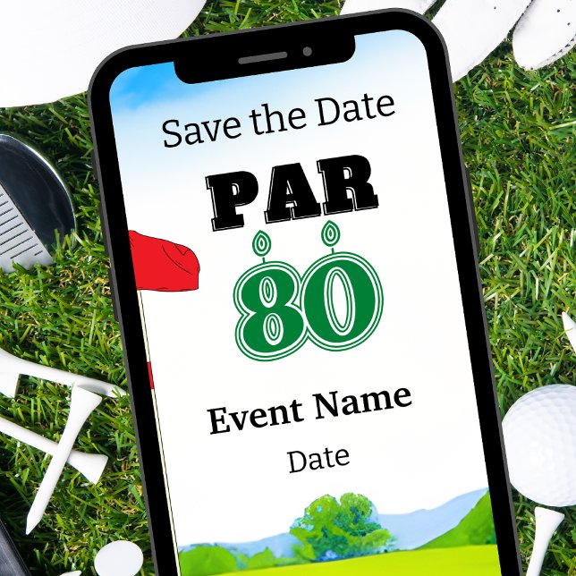Golf Party 80:e födelsedag Spara datumet för golfe Inbjudningar (Skapare uppladdad)