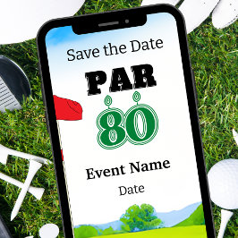 Golf Party 80:e födelsedag Spara datumet för golfe Inbjudningar