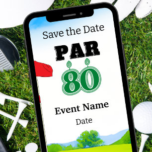 Golf Party 80:e födelsedag Spara datumet för golfe Inbjudningar