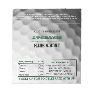 Golf Party Favor Chocolate Candy Wrappers Anteckningsblock