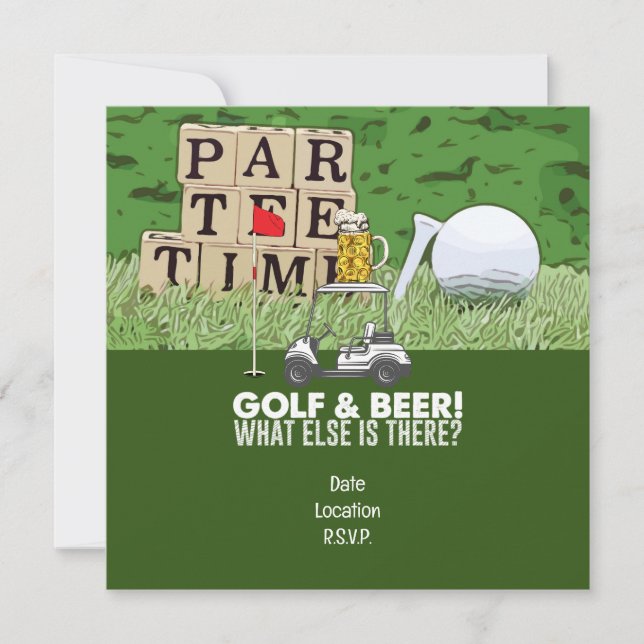 Golf Party Golf och Beer Funny Sayed for golfer Inbjudningar (Framsida)