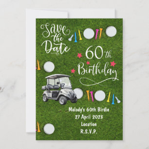 Golf Party-inbjudan Spara datum 60:e födelsedag Inbjudningar