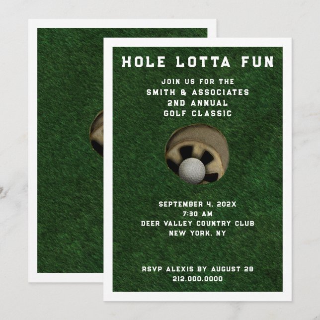 Golf Party-inbjudan till evenemang Inbjudningar (Fram/baksida)