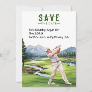 Golf Party-inbjudningskortets vattenfärg med golfe Inbjudningar