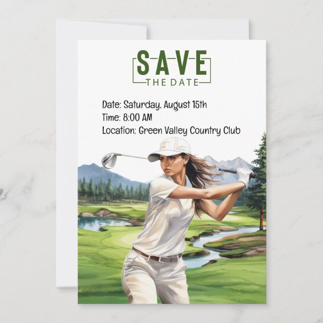 Golf Party-inbjudningskortets vattenfärg med golfe Inbjudningar (Framsida)