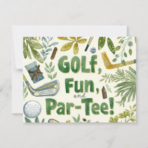 Golf party lustiga och sa att man måste ta hand om vykort