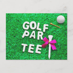 Golf Party Par Tee-inbjudan om grönt gräs Vykort