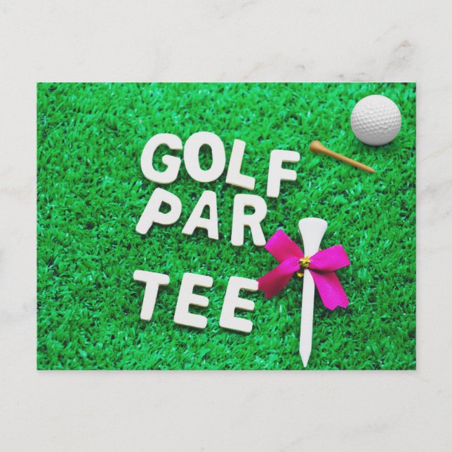 Golf Party Par Tee-inbjudan om grönt gräs Vykort (Framsida)