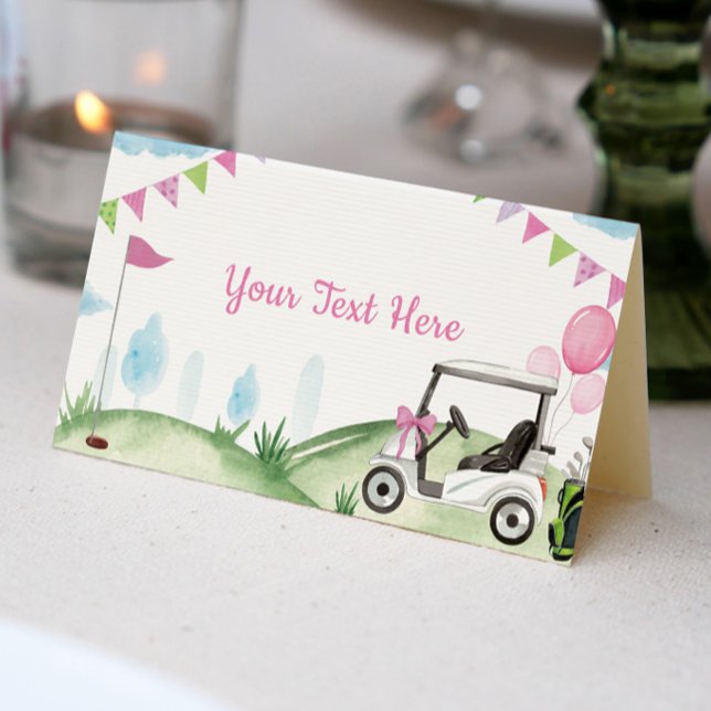 Golf Party Rosa Girl Birthday Place-kort Placeringskort (Skapare uppladdad)