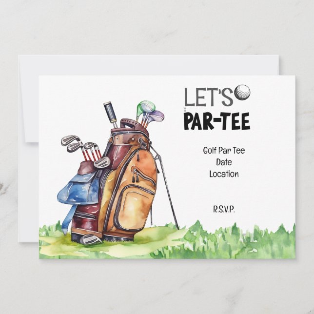 Golf party sparar datuminbjudan för golfer inbjudningar (Framsida)