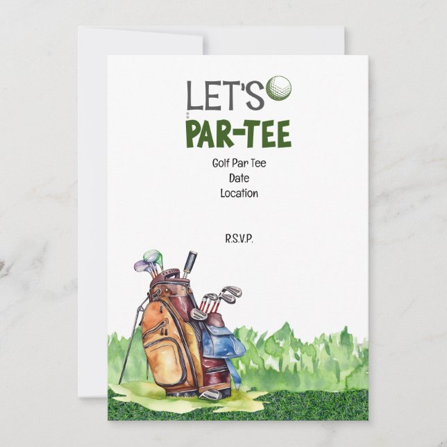 Golf party sparar datuminbjudan för golfer inbjudningar (Framsida)