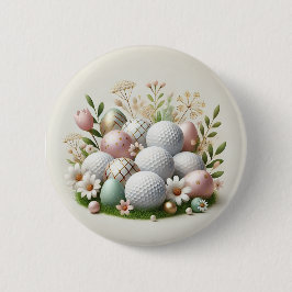 Golf Påsk Helgdag Card med golf boll och blomma Knapp