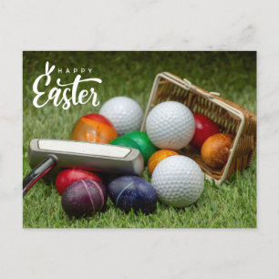 Golf påsk med färgglada ägg golfboll  helg vykort