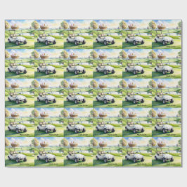 Golf påsklov med golfvagn och påskägg presentpapper