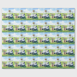 Golf påsklov med golfvagn och påskägg presentpapper