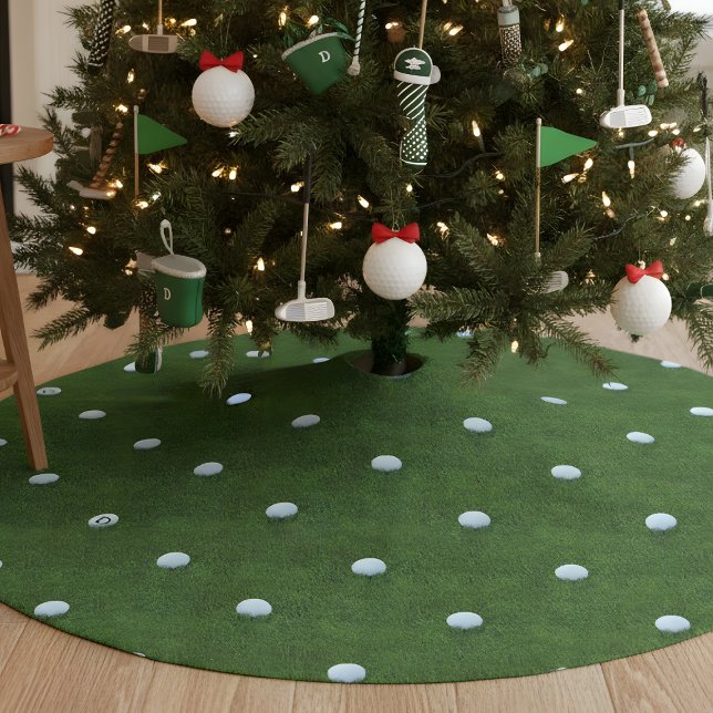 Golf Pending Grönt Monogram Julgran Skirt Julgransmatta Borstad Polyester (Celebrate Golfmas with a swing! A must-have tree skirt for any golf fanatic's festive home.)